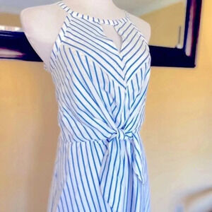 London Times Women's Tie Front Striped Halter Dress Size 8